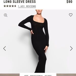 Skims Long Sleeve Ribbed Maxi Dress